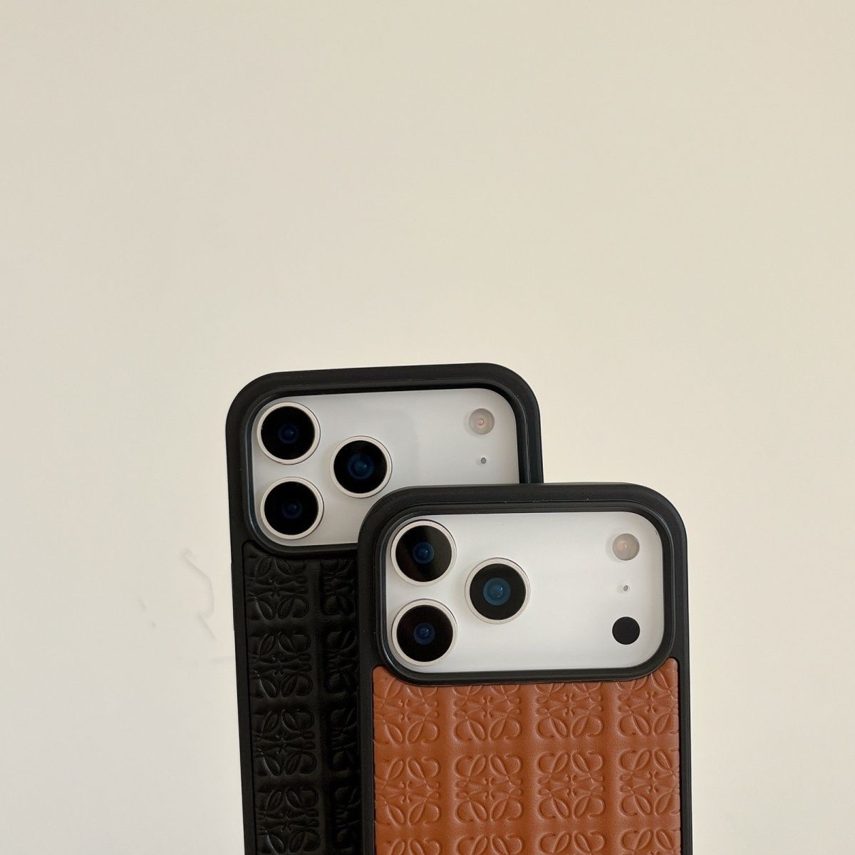 Luxury Embossed Leather iPhone Case | Premium Textured Back Cover with Shockproof Frame