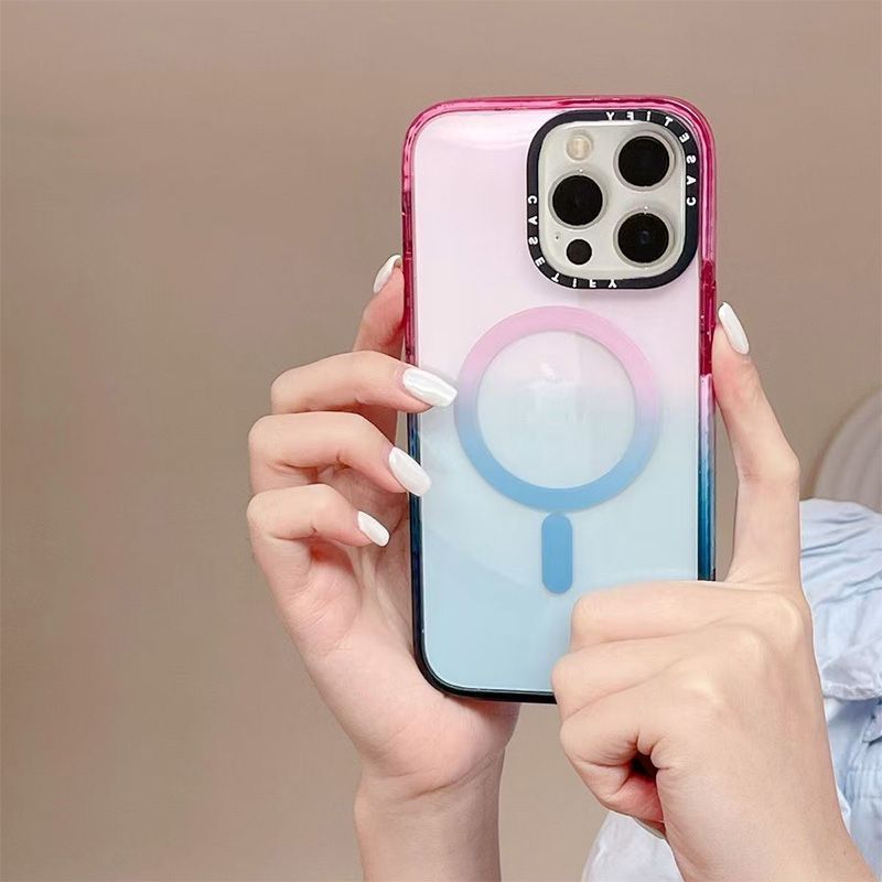 iPhone Gradient Case with Magnetic Ring – Transparent Back Cover