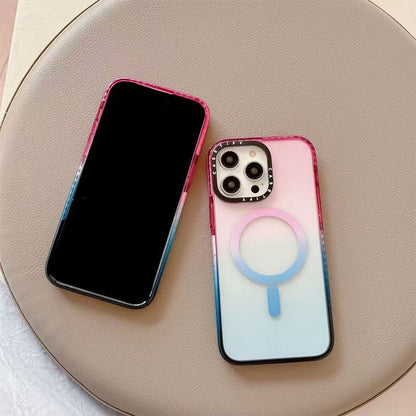 iPhone Gradient Case with Magnetic Ring – Transparent Back Cover
