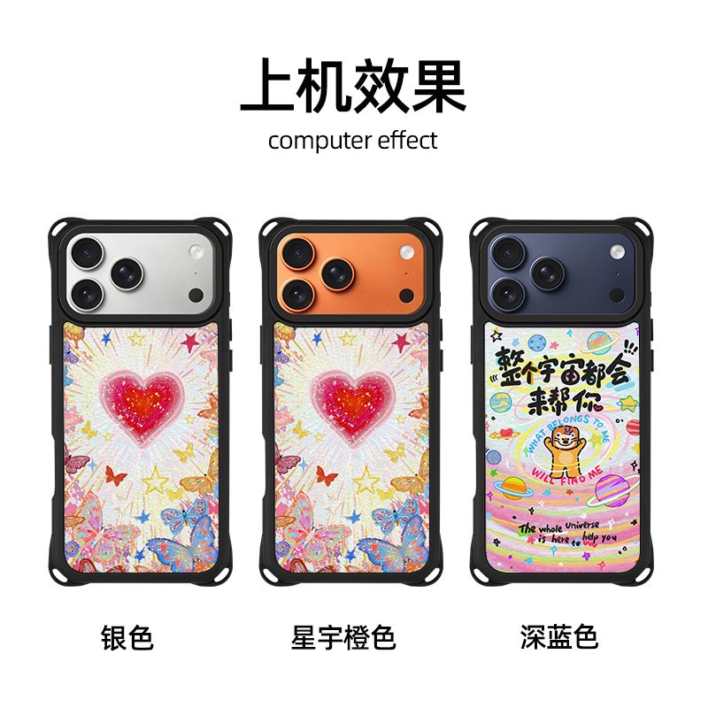 iPhone Heart Print Case with Hand Strap – Back Cover