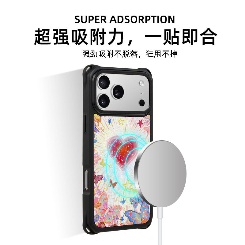 iPhone Heart Print Case with Hand Strap – Back Cover