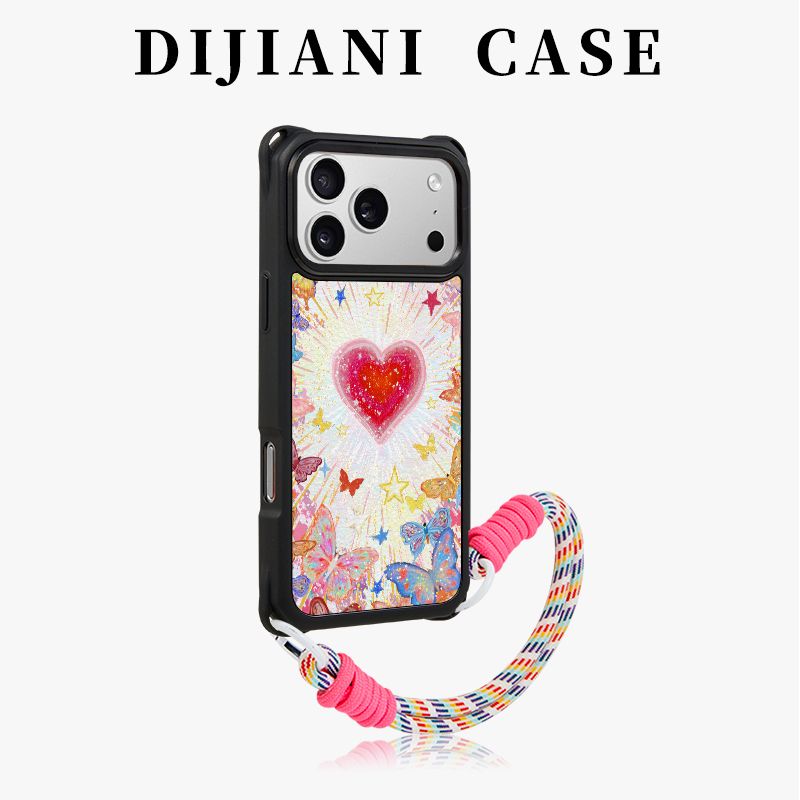 iPhone Heart Print Case with Hand Strap – Back Cover