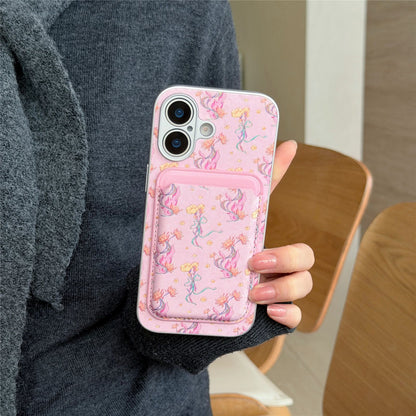 iPhone Floral Card Holder Case – Soft Back Cover with Pocket
