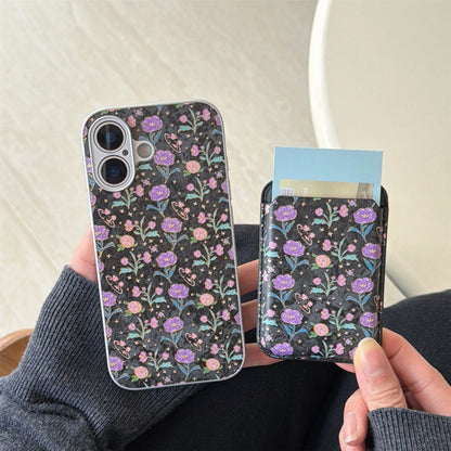 iPhone Floral Card Holder Case – Soft Back Cover with Pocket