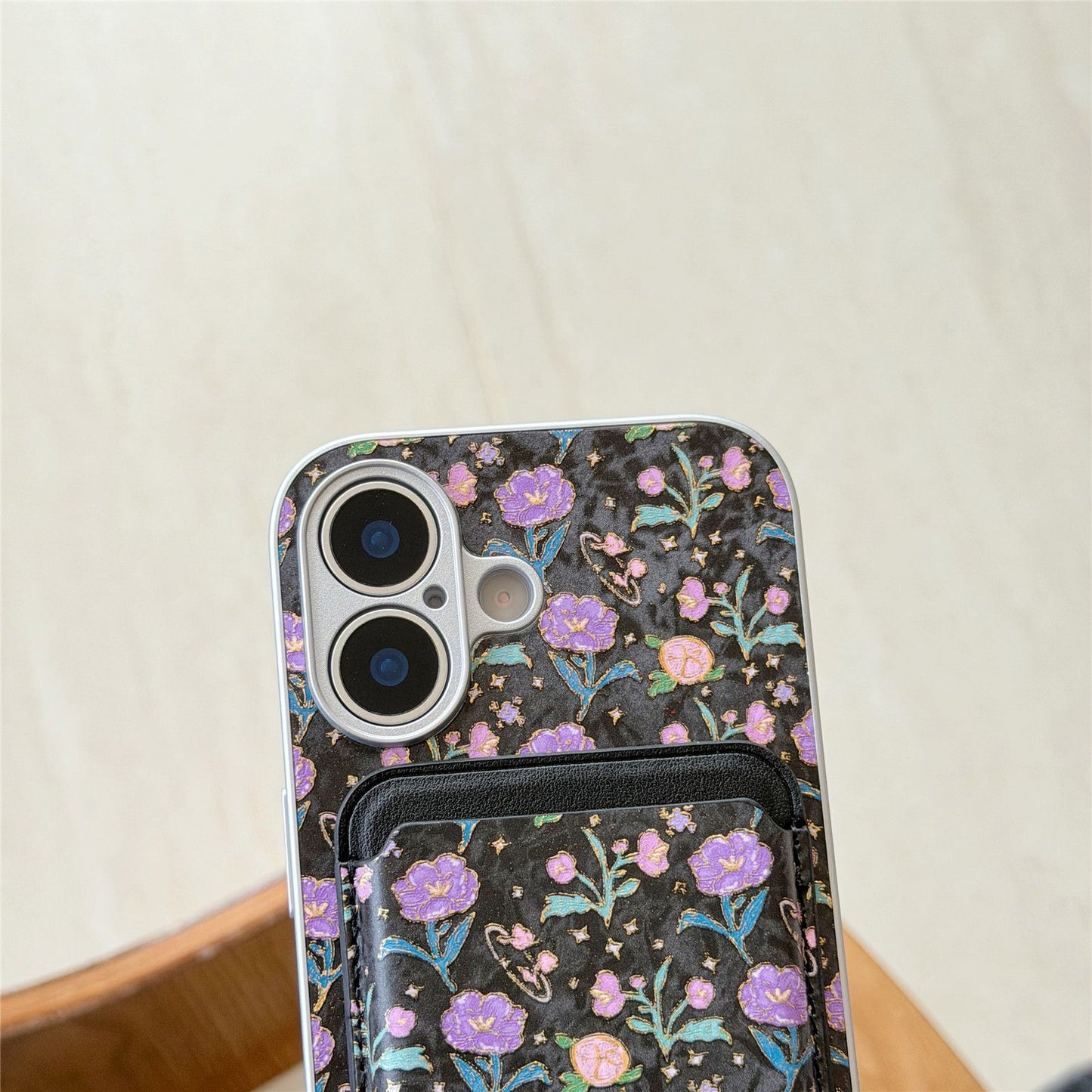 iPhone Floral Card Holder Case – Soft Back Cover with Pocket