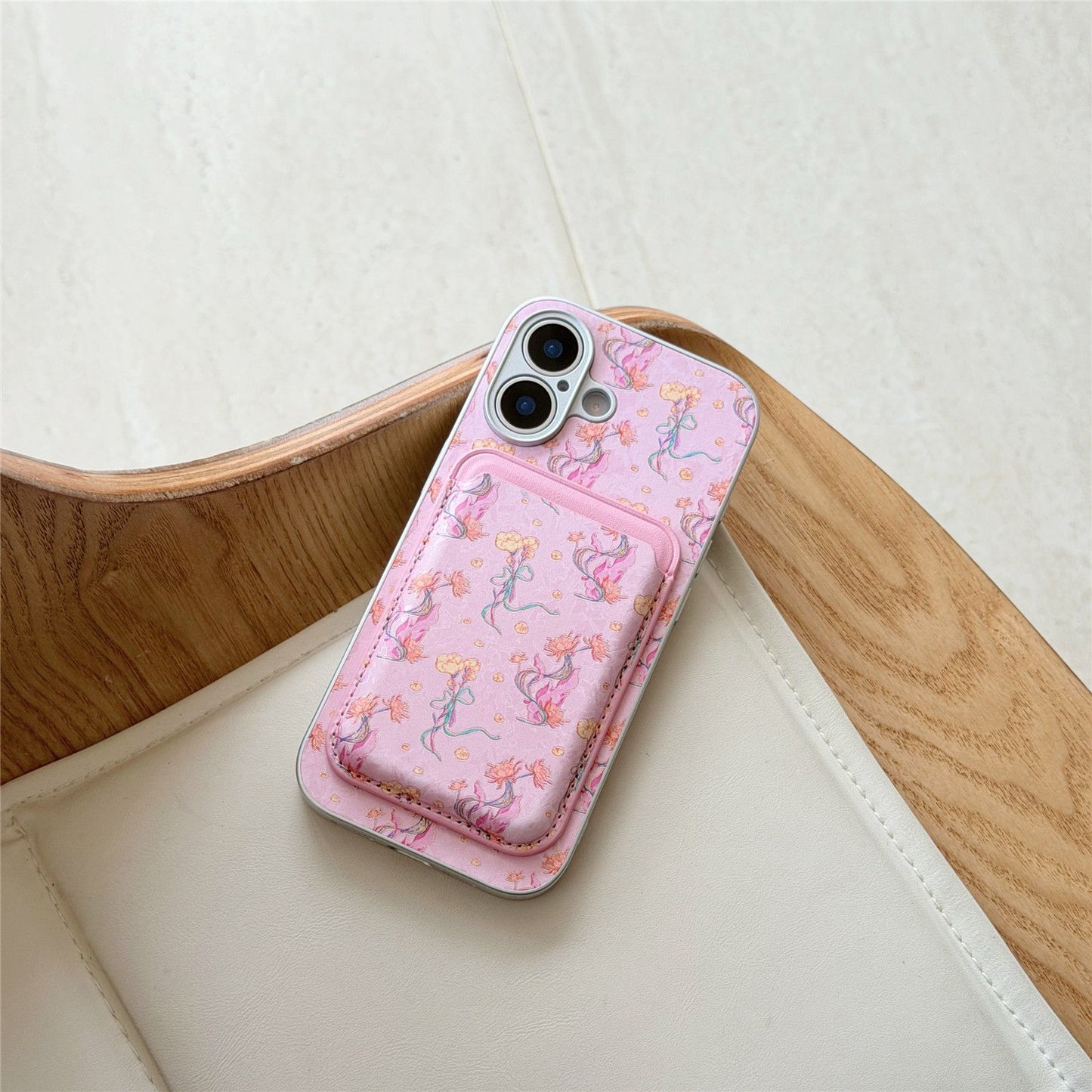 iPhone Floral Card Holder Case – Soft Back Cover with Pocket