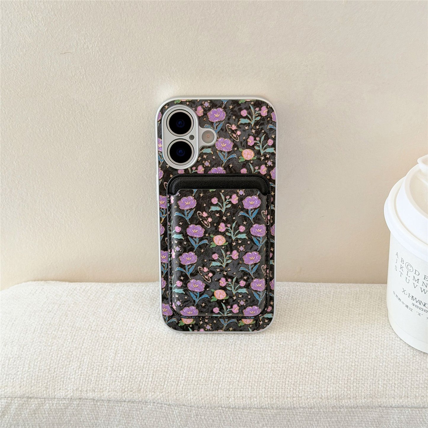 iPhone Floral Card Holder Case – Soft Back Cover with Pocket