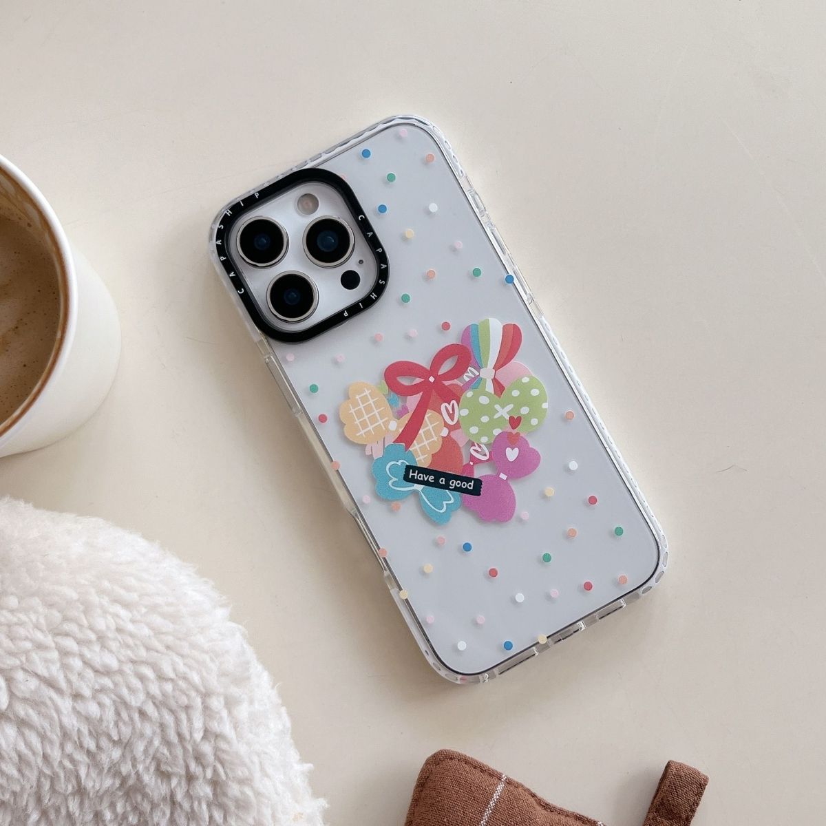 Cute Bow & Floral Printed Transparent Phone Case – Shockproof Soft Cover