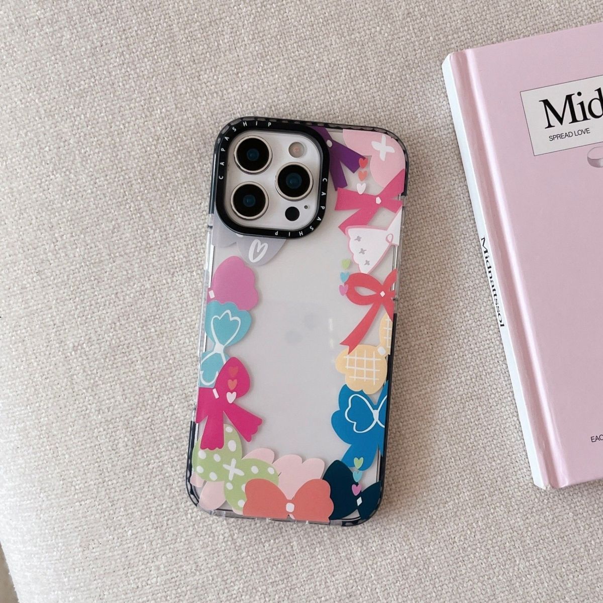 Cute Bow & Floral Printed Transparent Phone Case – Shockproof Soft Cover