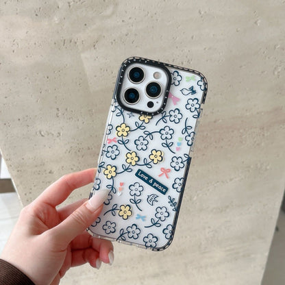 Cute Bow & Floral Printed Transparent Phone Case – Shockproof Soft Cover