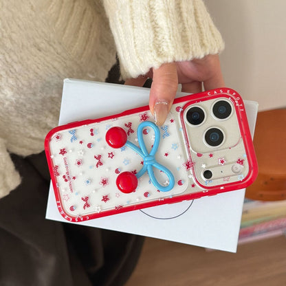 Cute Cherry Bow 3D Designer Phone Case with Shockproof Border