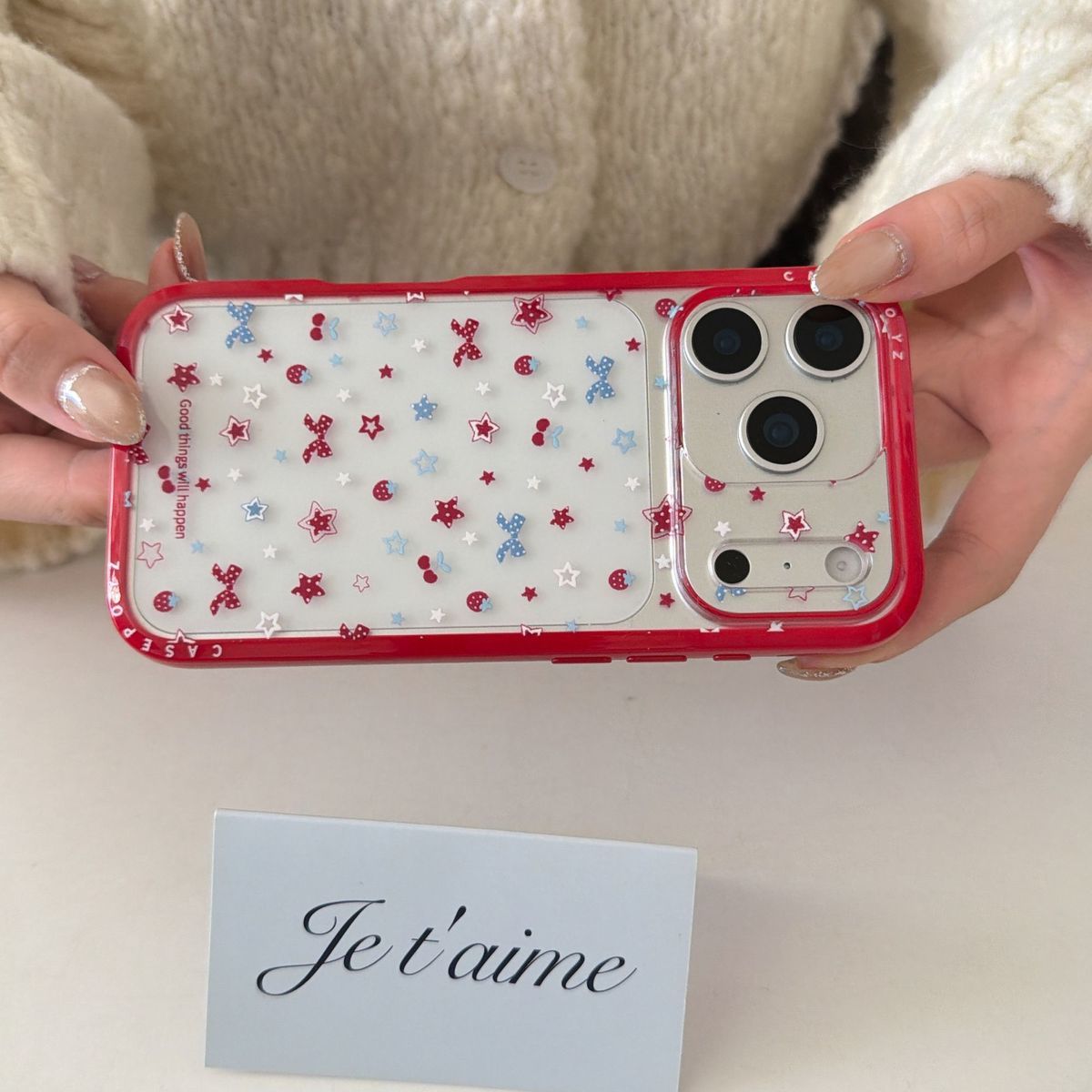 Cute Cherry Bow 3D Designer Phone Case with Shockproof Border