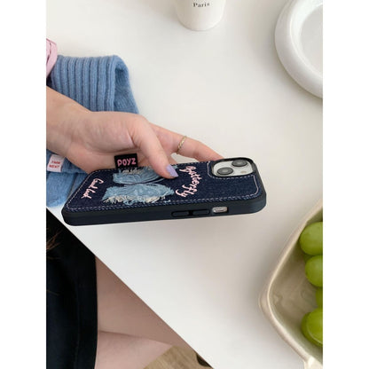 Butterfly Denim Fabric Back Cover for iPhone – Slim Protective Case