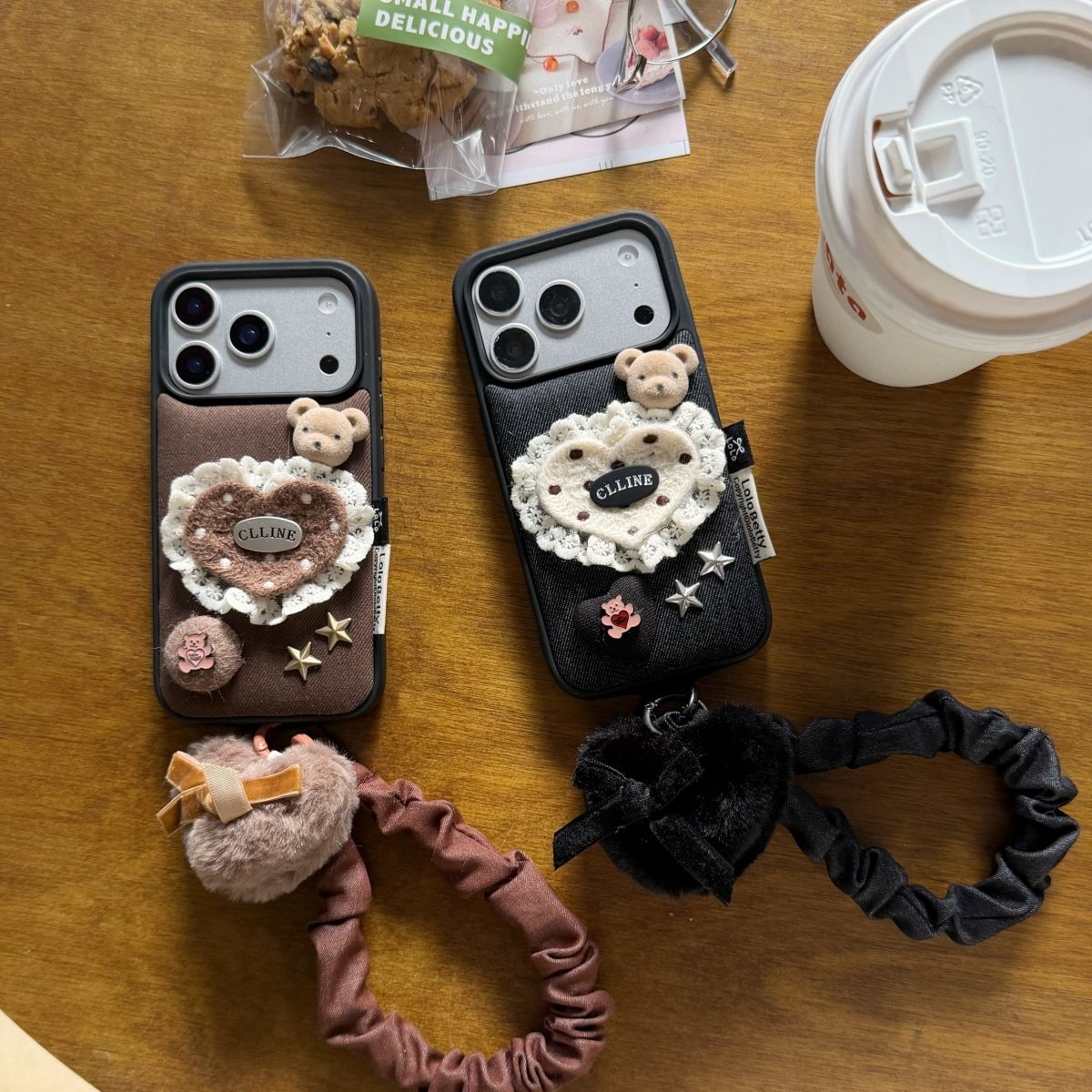 Cute Teddy Design Back Cover with Strap for iPhone