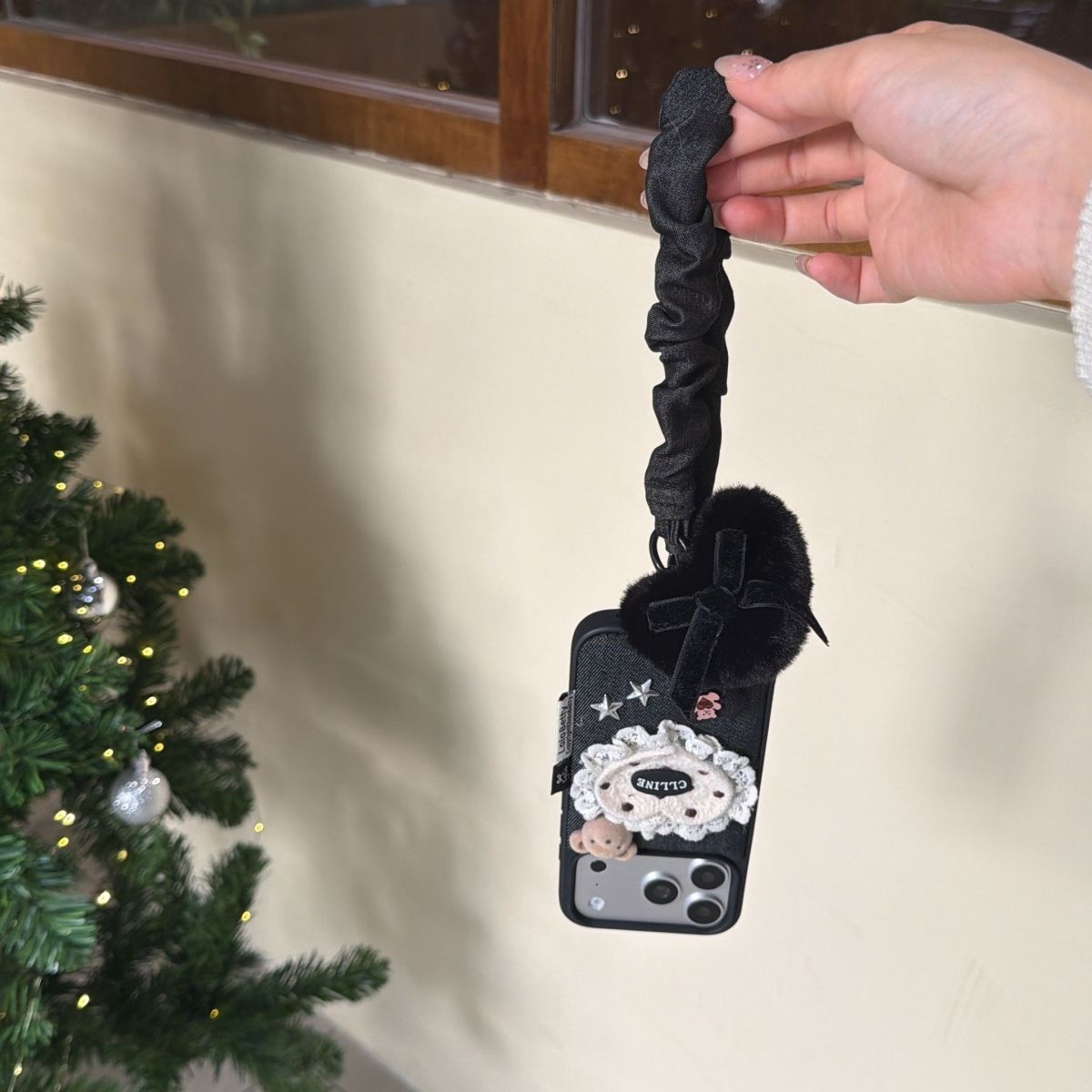 Cute Teddy Design Back Cover with Strap for iPhone