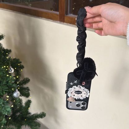 Cute Teddy Design Back Cover with Strap for iPhone