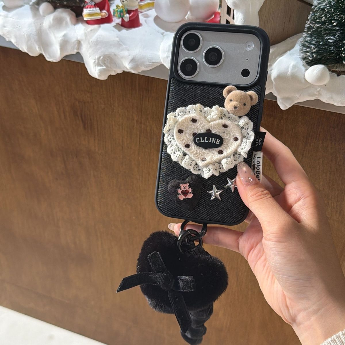 Cute Teddy Design Back Cover with Strap for iPhone
