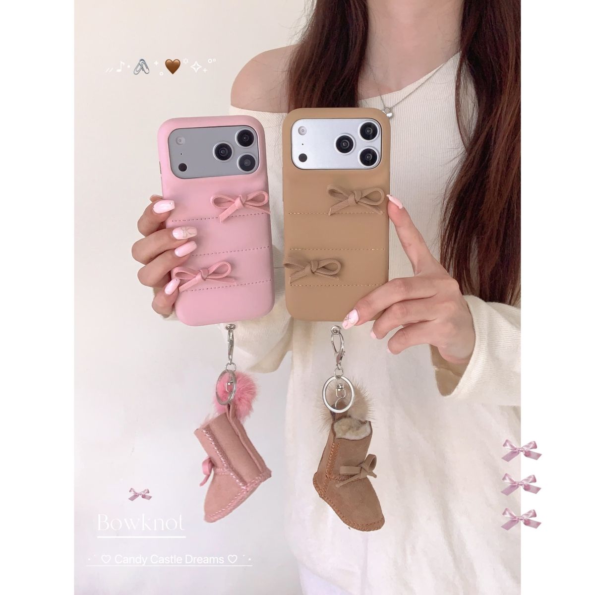 Soft Finish Back Cover with Bow Design for iPhone