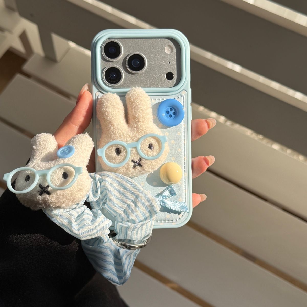 Cute Bunny Design Back Cover with Strap for iPhone