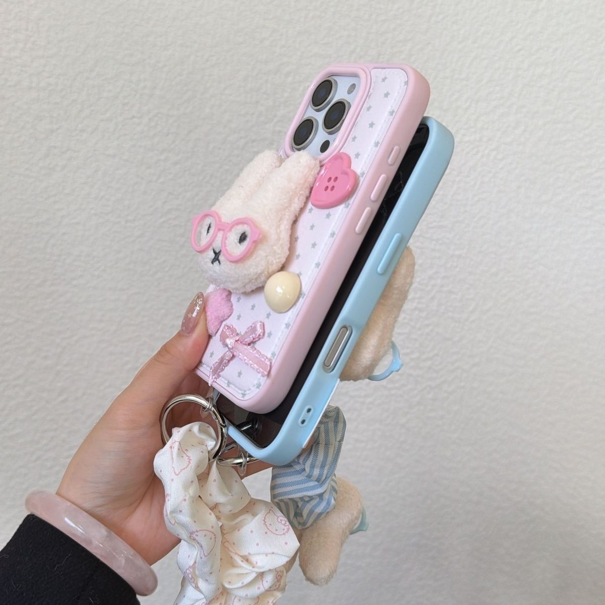 Cute Bunny Design Back Cover with Strap for iPhone