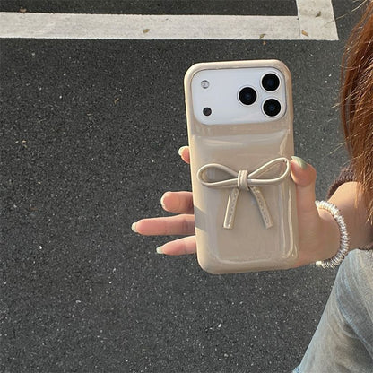 Brown Glossy Back Cover with Bow Design for iPhone