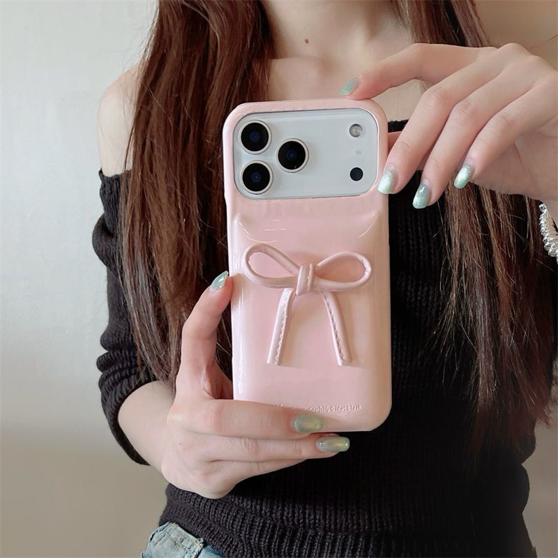 Brown Glossy Back Cover with Bow Design for iPhone
