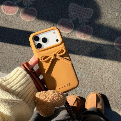 Bow Design Back Cover with Heart Charm Strap for iPhone