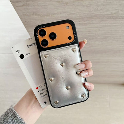 Heart Pattern Back Cover with Wrist Strap for iPhone