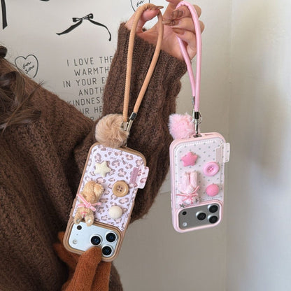 Cute Design Back Cover with Strap and Charm for iPhone