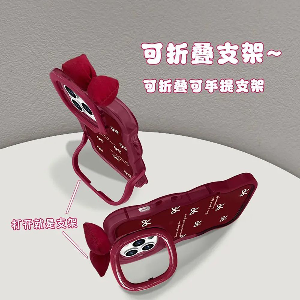 Cute Bow Design Soft Silicone Protective Phone Case – Wine Red