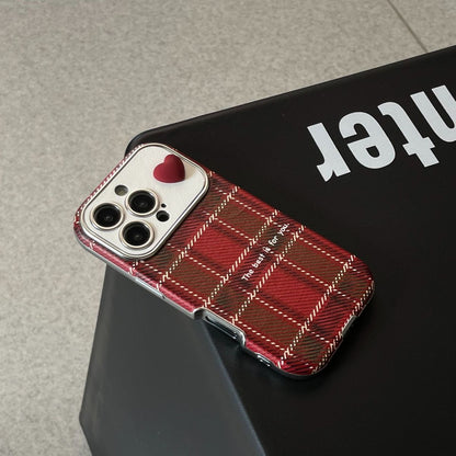 Red Checkered Heart Design Protective Phone Case – Premium Matte Finish