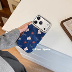 Cute Teddy & Heart Pattern iPhone Case | Premium Fabric Texture Shockproof Protective Cover for iPhone