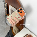 Cute Teddy & Heart Pattern iPhone Case | Premium Fabric Texture Shockproof Protective Cover for iPhone