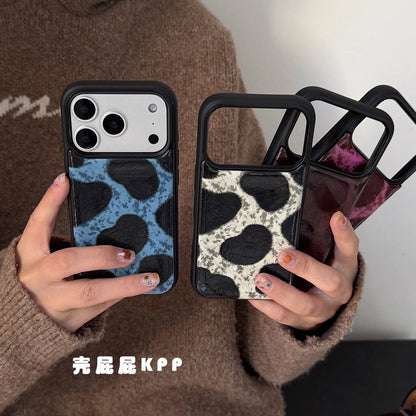 Cow Print Leather Mobile Cover – Aesthetic Animal Pattern Case