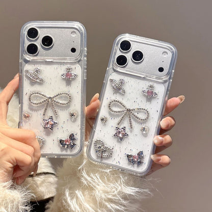 Crystal Charm Transparent Mobile Cover – Bow Star Luxury Case