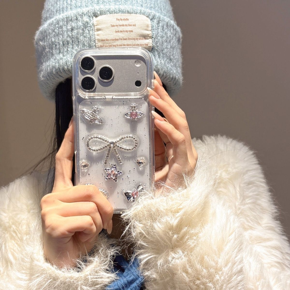 Crystal Charm Transparent Mobile Cover – Bow Star Luxury Case