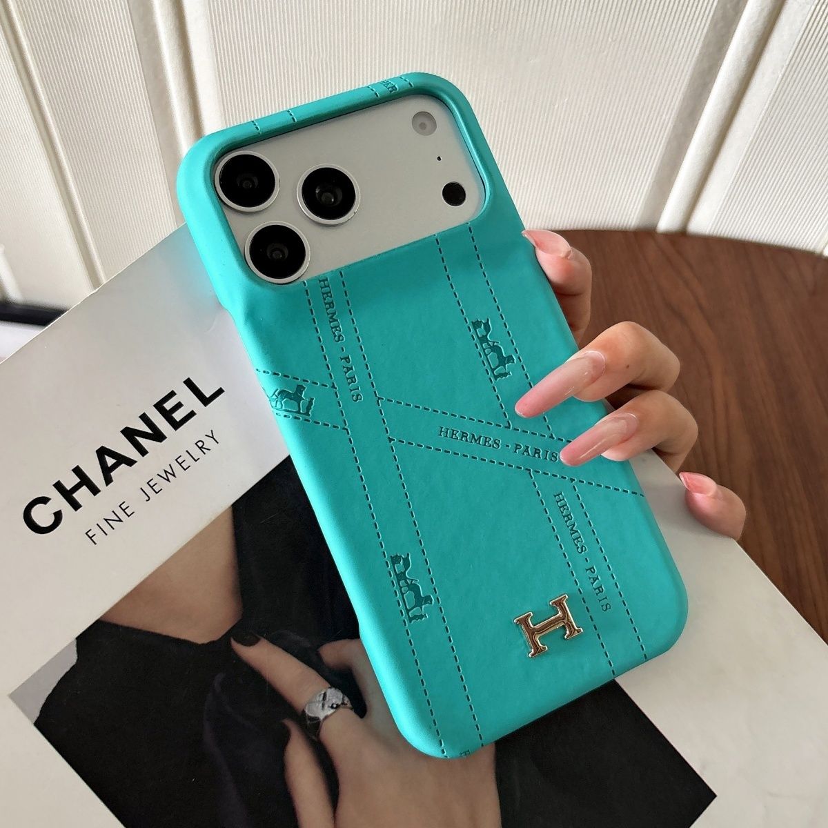 Premium Black Leather Mobile Cover – Luxury Minimal Case with Metal Logo