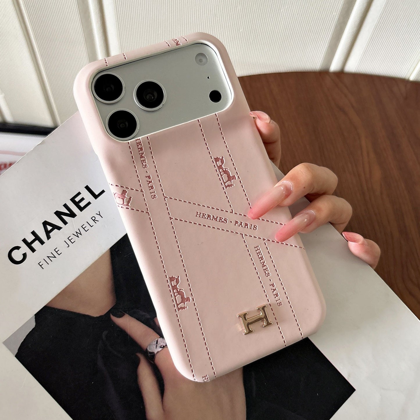 Premium Black Leather Mobile Cover – Luxury Minimal Case with Metal Logo