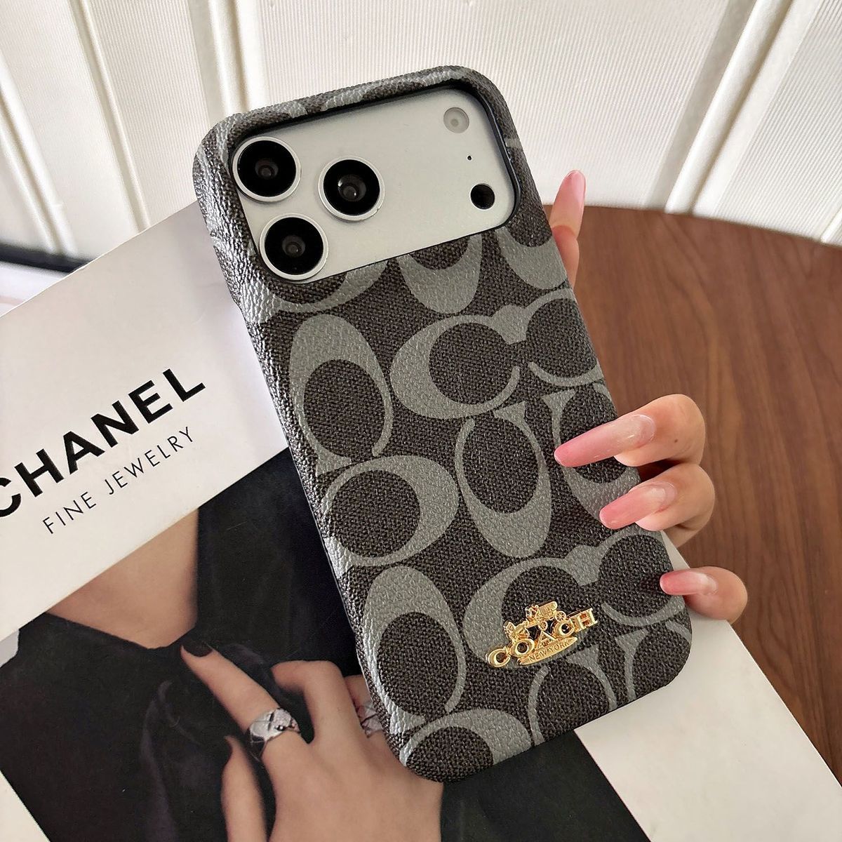 Luxury Monogram Leather Mobile Cover – Premium Designer Pattern Case