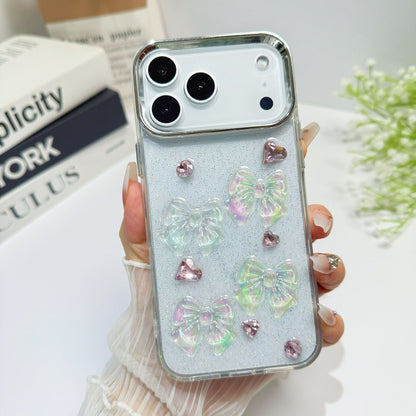 Transparent Glitter Charm Mobile Cover – Butterfly Pearl Aesthetic Case