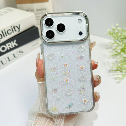 Transparent Glitter Charm Mobile Cover – Butterfly Pearl Aesthetic Case