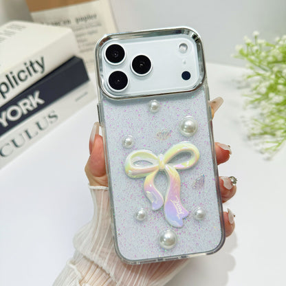 Transparent Glitter Charm Mobile Cover – Butterfly Pearl Aesthetic Case