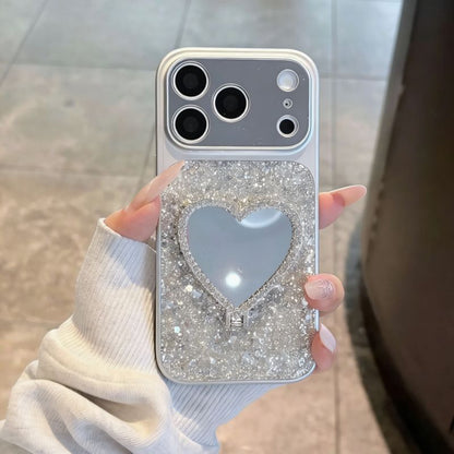 Glitter Heart Mirror Mobile Cover – Luxury Shiny Aesthetic Case