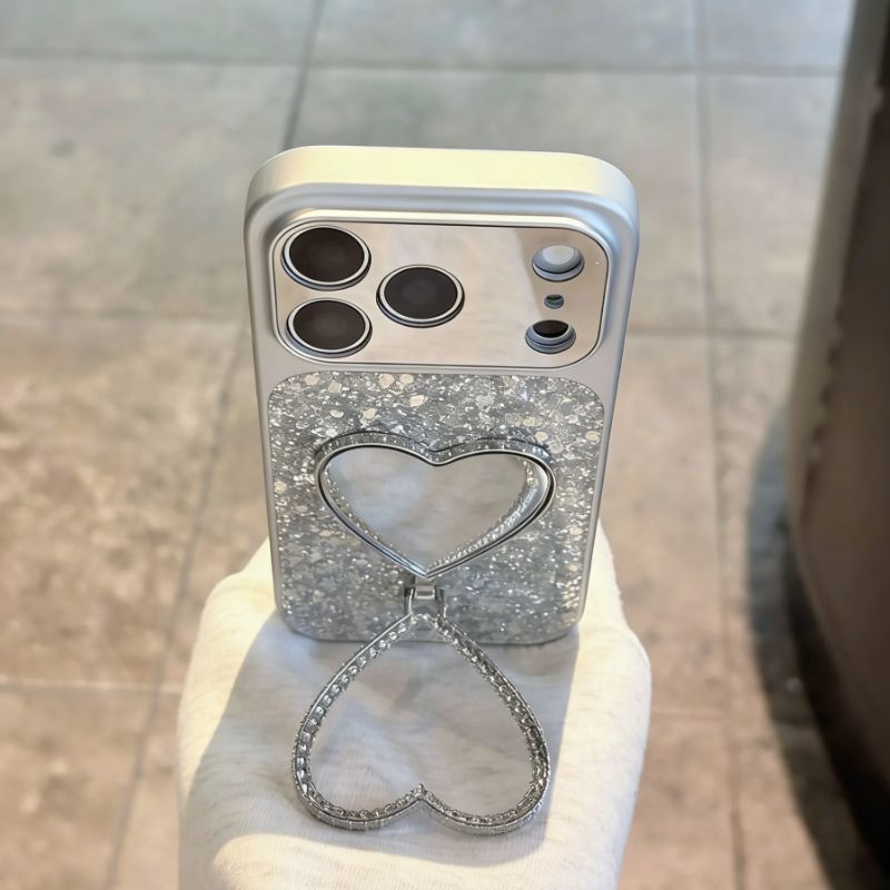 Glitter Heart Mirror Mobile Cover – Luxury Shiny Aesthetic Case
