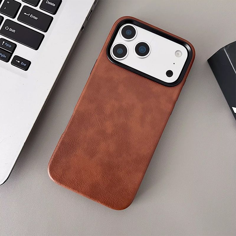 Premium Brown Leather Mobile Cover – Classic Matte Finish Case