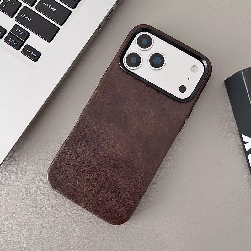 Premium Brown Leather Mobile Cover – Classic Matte Finish Case