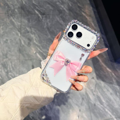 Luxury Pink Bow Rhinestone Phone Cover – Cute Crystal Designer Case