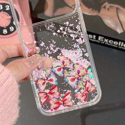 Cute Candy Bow Glitter Phone Cover – Aesthetic Transparent Designer Case