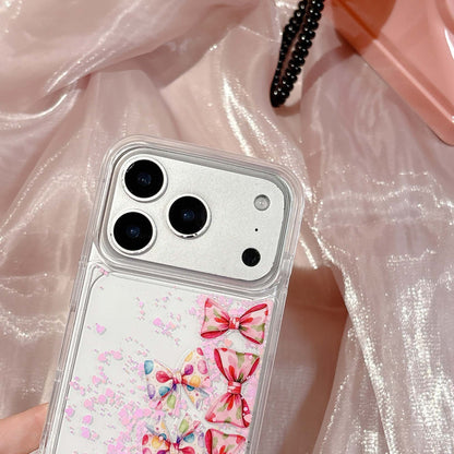 Cute Candy Bow Glitter Phone Cover – Aesthetic Transparent Designer Case