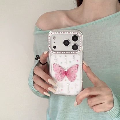 Butterfly Glitter Transparent Phone Cover – Cute Aesthetic Designer Case